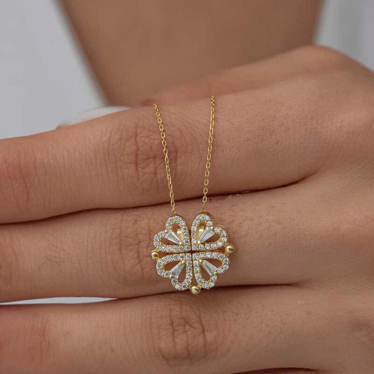 Amorae | 14 Ayar Altın Kaplama Açılabilir Yonca Kolye