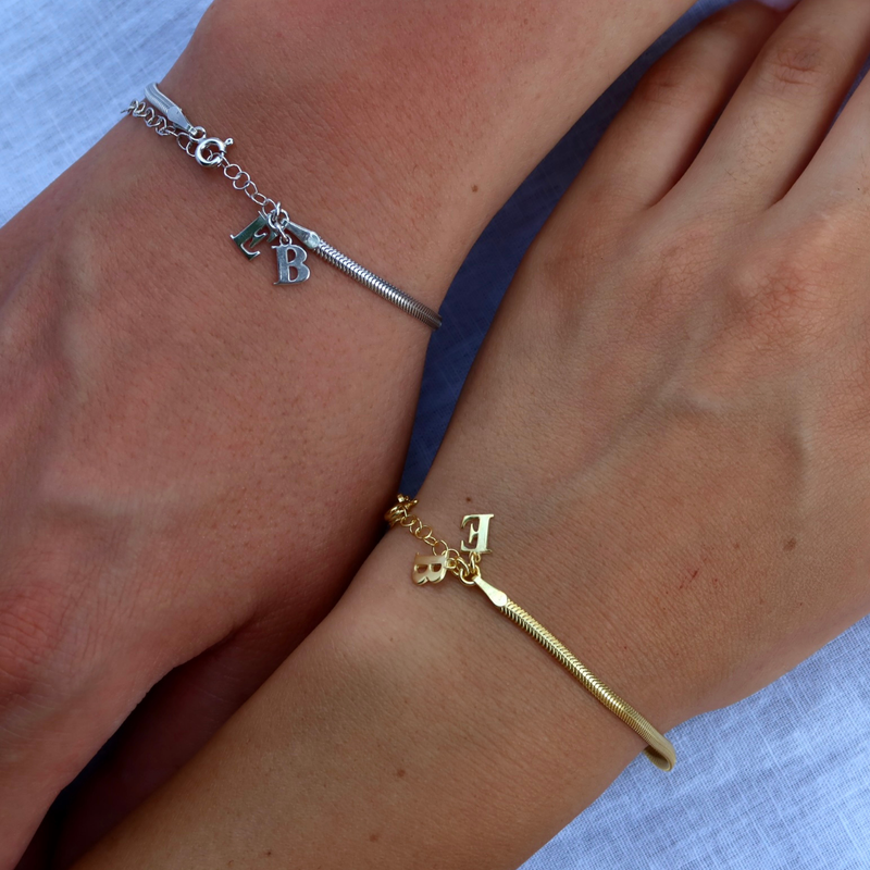Amorae | Harfli İtalyan Yassı Bileklik(Tek Harfli)