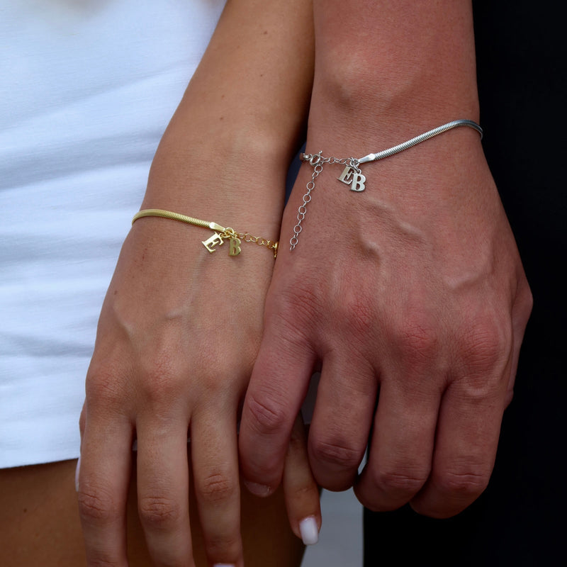 Amorae | Harfli İtalyan Yassı Bileklik(Tek Harfli)